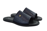 Rosie Mears Vitello -Navy Blue Italian Leather Men Slides