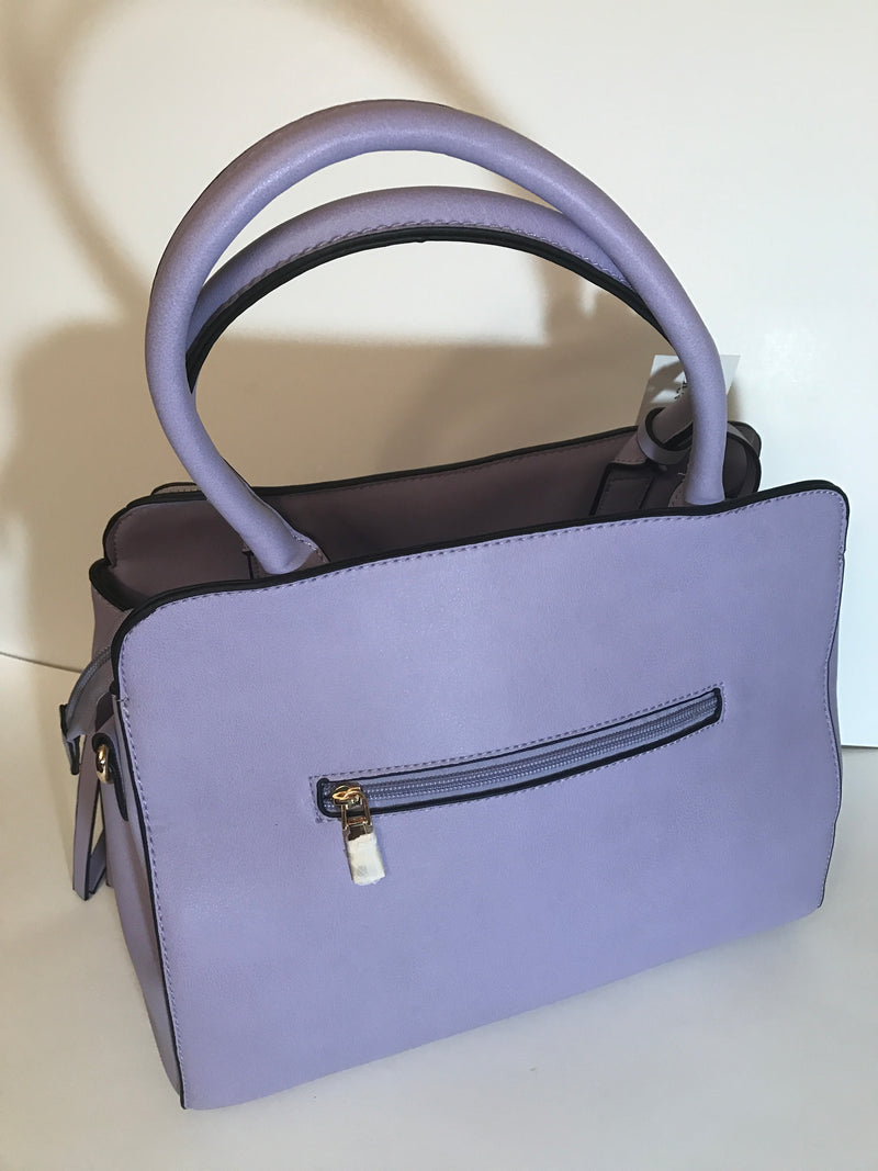 Leather Satchel Handbag ( Lavender)