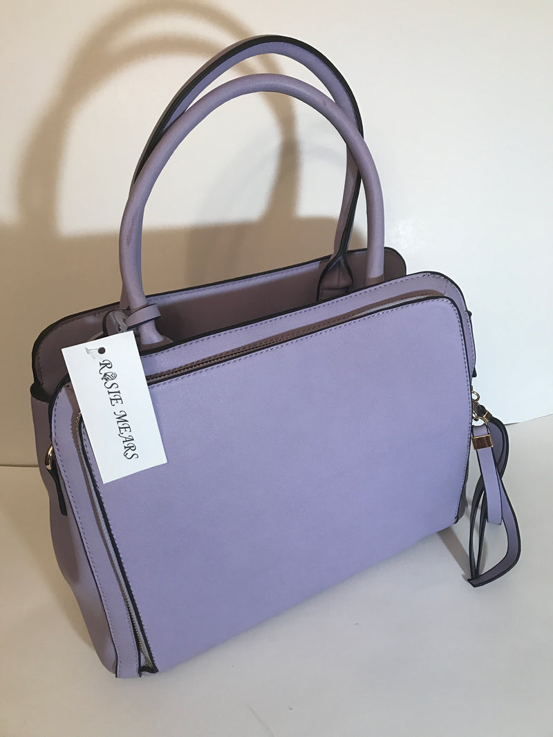 Leather Satchel Handbag ( Lavender)