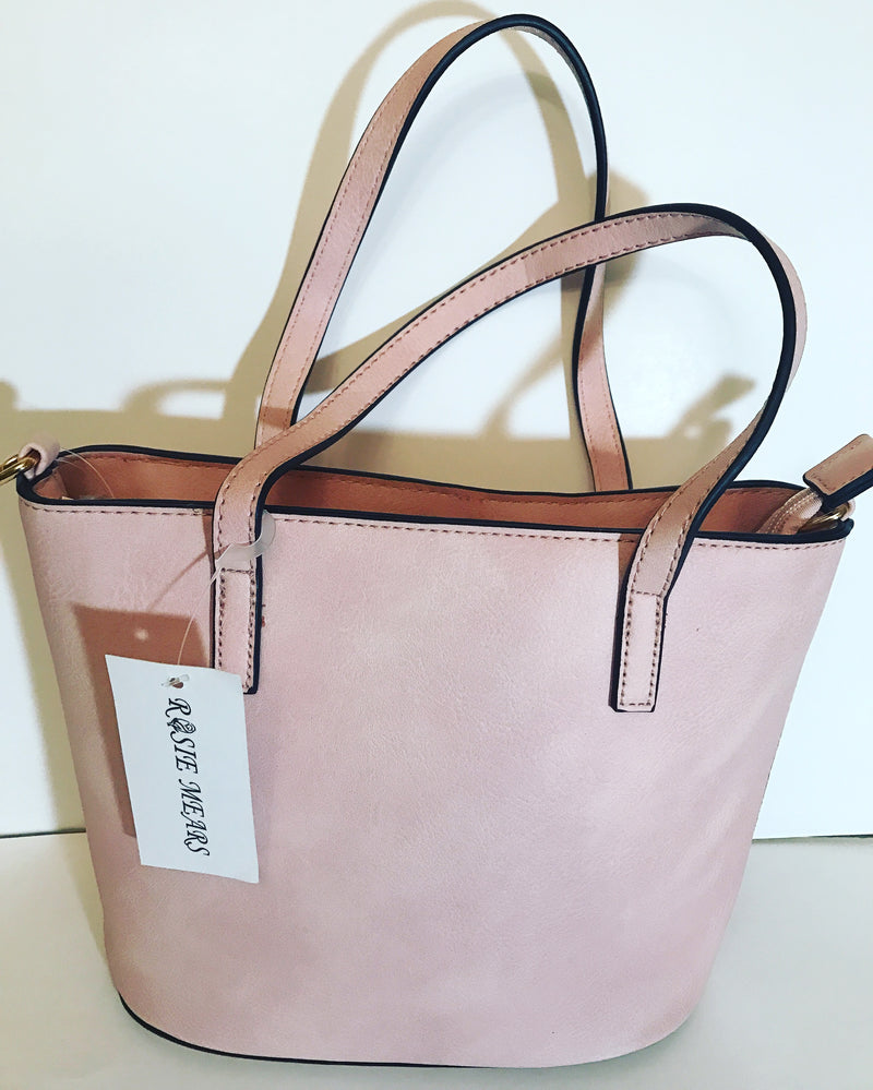 Leather Mini Tote Handbag ( Pink)