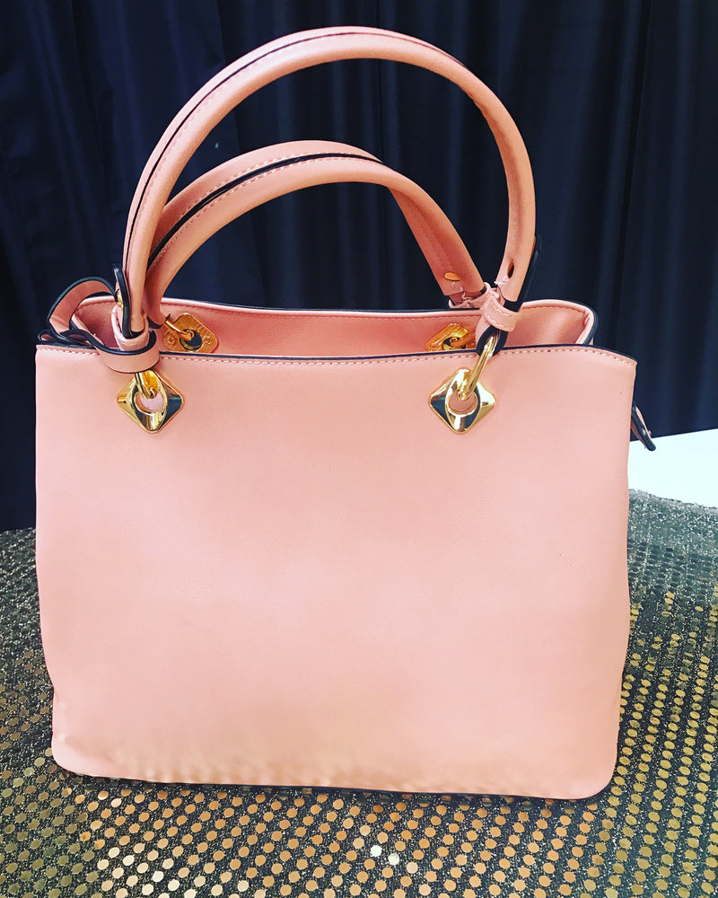 Leather Satchel Handbag (  Rose Pink)