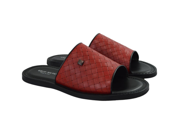 Rosie Mears Vitello - Rosso Men Italian Leather Slides